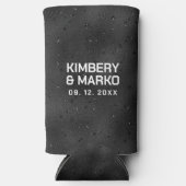 Glam schwarze Textur mit Glitzern Selters Dosenkühler (Vorderseite)