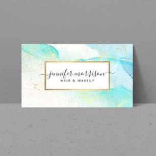 Glam Script Aqua Blue Aqua Imitate Gold Staub Visitenkarte