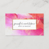 Glam Script Bright Pink Watercolor Imitate Goldsta Visitenkarte (Vorderseite)