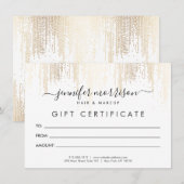 Glam Script Gold Confetti Rain Geschenkgutschein (Vorne/Hinten)