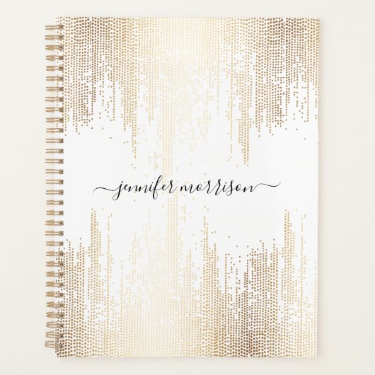 Glam Script Gold Confetti Rain Planer (Vorderseite)