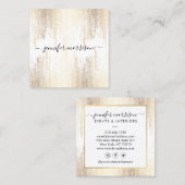 Glam Script Gold Confetti Rain Quadratische Visitenkarte (Vorne/Hinten)
