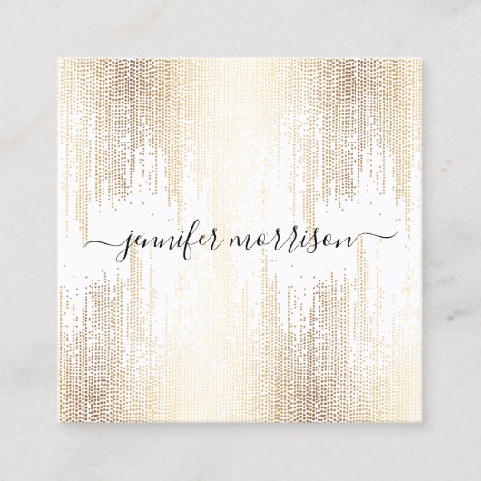 Glam Script Gold Confetti Rain Quadratische Visitenkarte (Vorderseite)