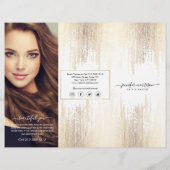 Glam Script Gold Confetti Rain Tri-Fold Broschüre (Vorne)