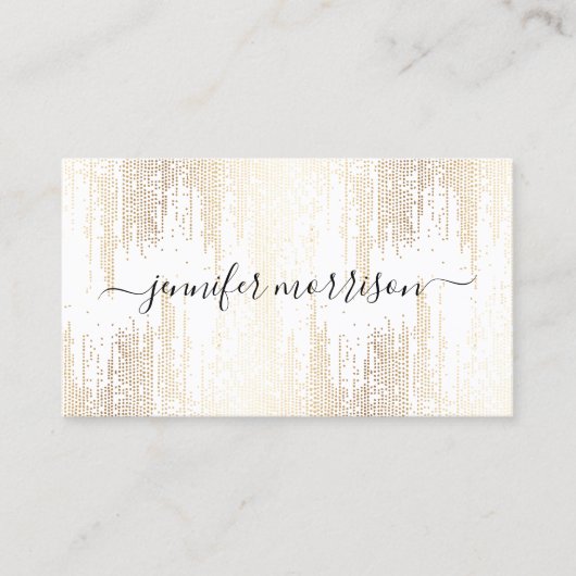 Glam Script Gold Confetti Rain Visitenkarte (Vorderseite)