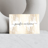 Glam Script Gold Confetti Rain Visitenkarte