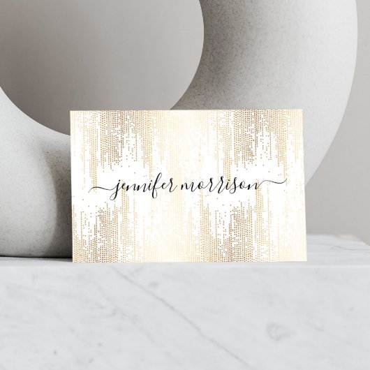 Glam Script Gold Confetti Rain Visitenkarte