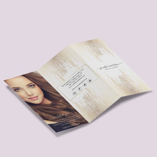 Glam Script Gold Konfetti Regen Tri-Fold Broschüre