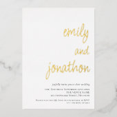 Glam Script Namen QR Code Wedding Luxury Real Folieneinladung (Vorderseite)