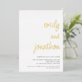 Glam Script Namen QR Code Wedding Luxury Real Folieneinladung (Stehend vorne)