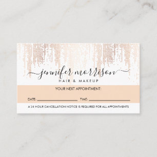 Glam Script Rose Gold Confetti Rain Ernennung Treuekarte