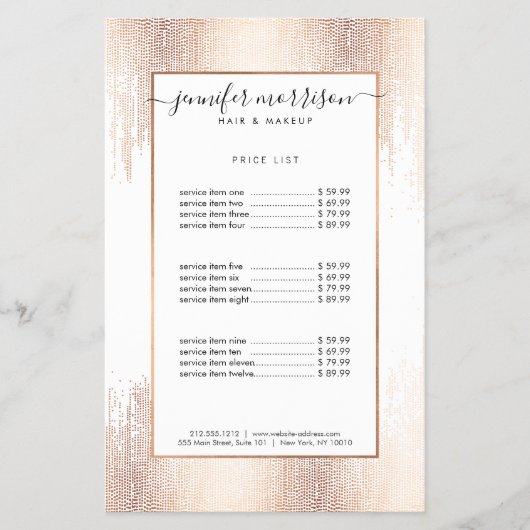 Glam Script Rose Gold Confetti Rain Flyer (Vorne)