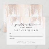 Glam Script Rose Gold Confetti Rain Geschenkkarte (Vorne/Hinten)