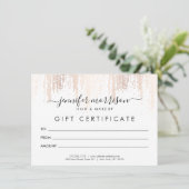 Glam Script Rose Gold Confetti Rain Geschenkkarte (Stehend Vorderseite)