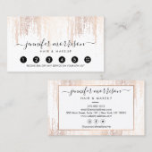 Glam Script Rose Gold Confetti Rain Loyalität Treuekarte (Vorne/Hinten)