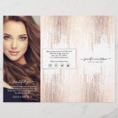 Glam Script Rose Gold Confetti Rain Tri-Fold Flyer (Vorne)