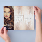 Glam Script Rose Gold Confetti Rain Tri-Fold Flyer (Hand)