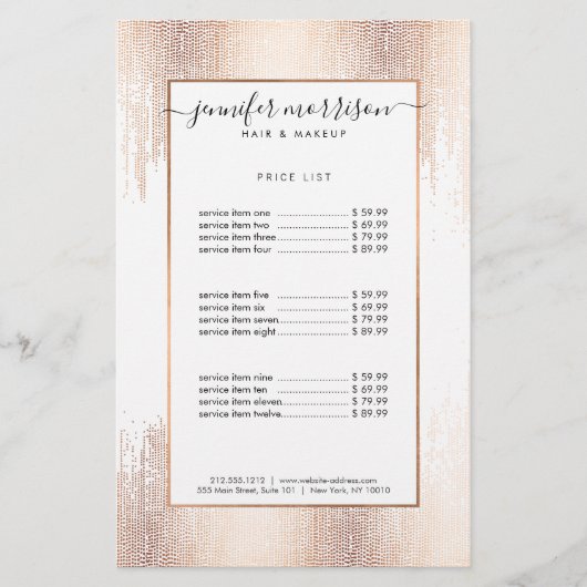 Glam Script Rose Gold Konfetti Regen Flyer (Vorne)