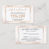 Glam Script Rose Goldene Confetti-Regenreferenz Visitenkarte (Vorne/Hinten)