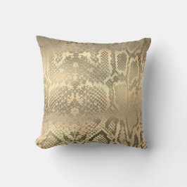 Glam Sepia Gold Animal Python Schlange Haut Kissen