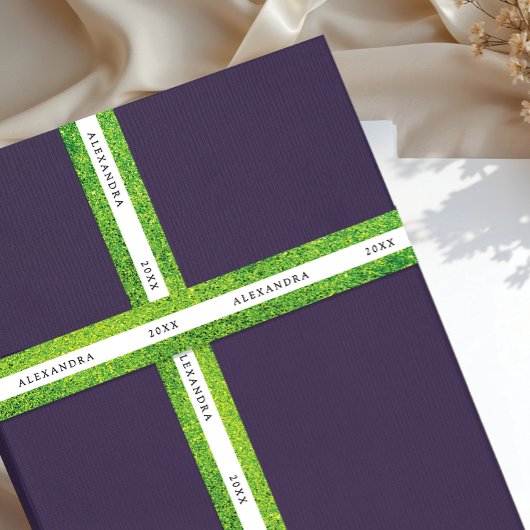 Glam Shimmer Purple And Pink Sparkle Glitter Typo Satinband