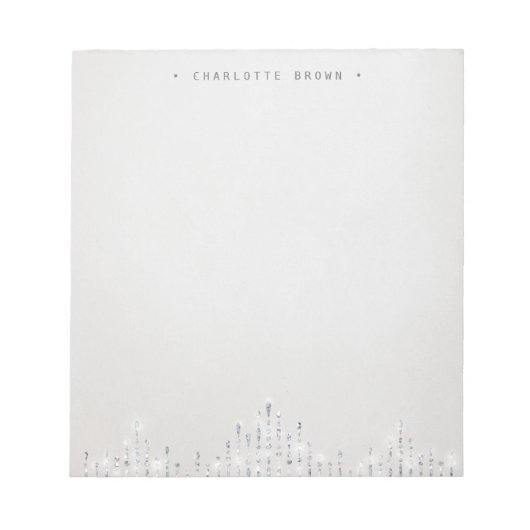 Glam silber Deko Vintage personalisierte Schreibwa Notizblock (Vorderseite)