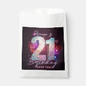Glam Silber Disco Ball Noten 21. Geburtstag Geschenktütchen (Vorderseite)