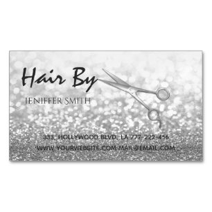 Glam silber elegante moderne Buschschschere Magnetische Visitenkarte