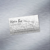 Glam silber elegante moderne Buschschschere Magnetische Visitenkarte (Beispiel)