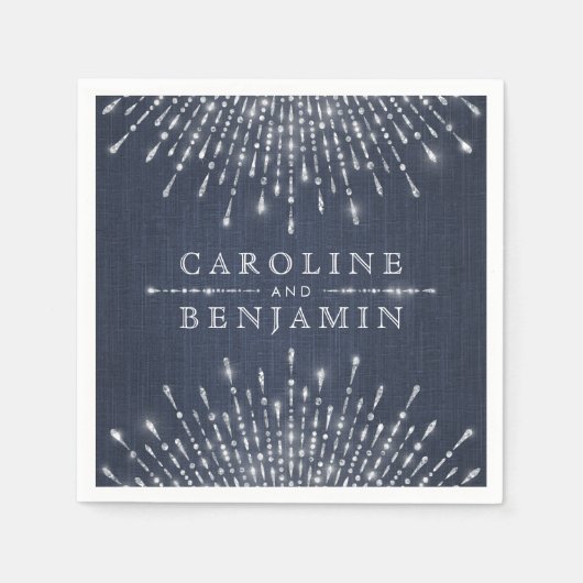 Glam silber Glitzer Deko Vintage Hochzeit Monogram Serviette (Vorderseite)