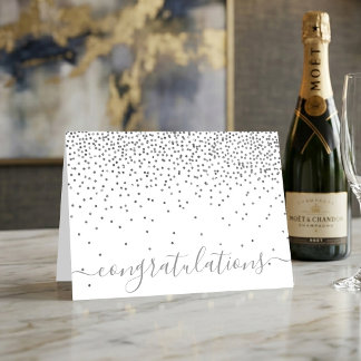 Glam Silber Konfetti Schrift Gratulation Karte