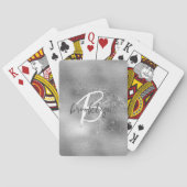 Glam Silber Moderne Schrift Monogramm Spielkarten (Rückseite)