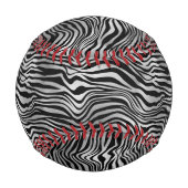 Glam Silber Schwarz Zebra Print Baseball (Rückseite)