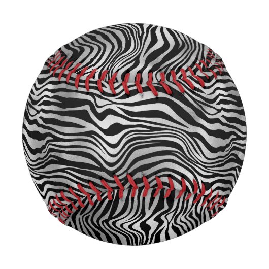 Glam Silber Schwarz Zebra Print Baseball (Vorderseite)