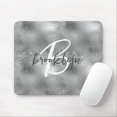 Glam Silber Trendy Schrift Monogramm Mousepad (Mit Mouse)