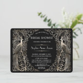 Glam Silver Art Déco Brautparty Einladung (Stehend Vorderseite)