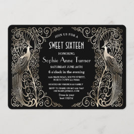 Glam Silver Art Deco Friedenssicherungen 16 . Gebu Einladung