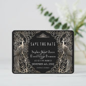 Glam Silver Art Deco Friedhöfe Save the Date (Stehend Vorderseite)