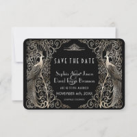 Glam Silver Art Deco Friedhöfe Save the Date