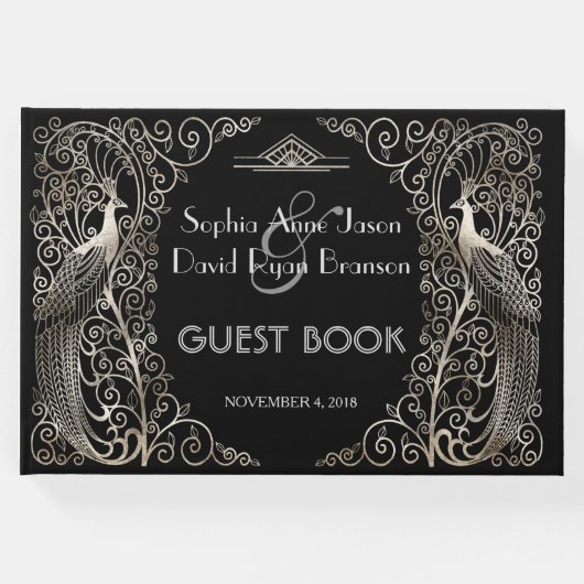 Glam Silver Art Deco Gästebuch (Vorderseite)