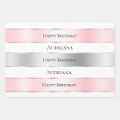 Glam Silver Blush Pink Ribbon Geburtstag Geschenkpapier Set (Vorderseite)