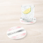 Glam Silver Blush Pink Ribbon Geburtstag Getränkeuntersetzer (Seite)