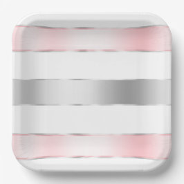 Glam Silver Blush Pink Ribbon Geburtstag Pappteller