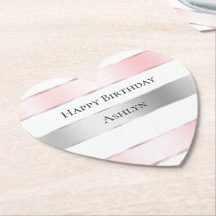Glam Silver Blush Pink Ribbon Geburtstag Untersetzer