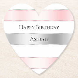 Glam Silver Blush Pink Ribbon Geburtstag Untersetzer