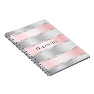 Glam Silver Blush Pink Ribbon Notizblock