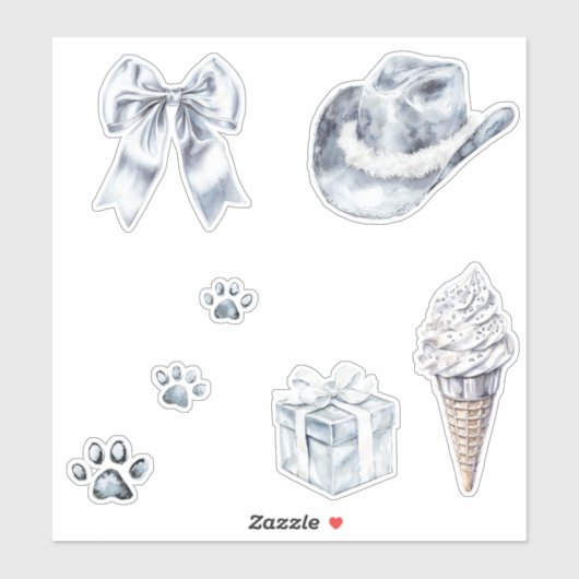 Glam Silver Bow Aufkleber (Blatt)