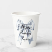 Glam Silver Bow Birthday Pappbecher (Vorderseite)