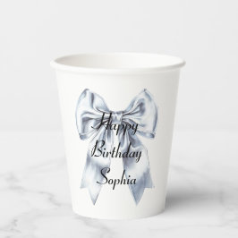 Glam Silver Bow Birthday Pappbecher