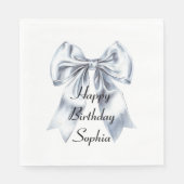 Glam Silver Bow Birthday Serviette (Vorderseite)